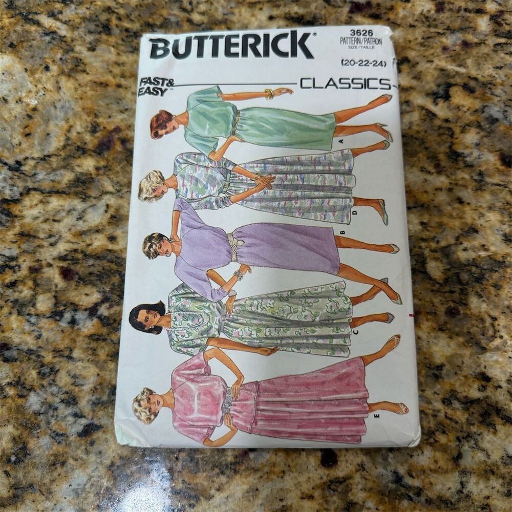 Vintage 1980s Butterick Sewing Pattern Misses' Dress Sizes 20-24 Uncut - Picture 2 of 4
